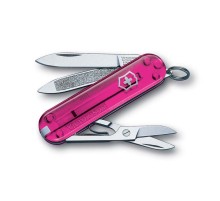 Нож-брелок VICTORINOX Classic, 58 мм, 7 функций, полупрозрачный розовый