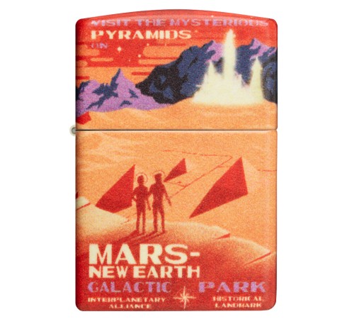 Зажигалка ZIPPO Mars Design с покрытием 540 Matte, латунь/сталь, красная, матовая, 38x13x57 мм
