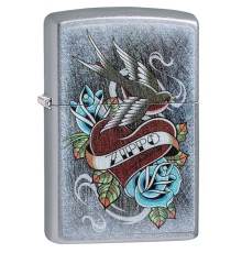 Зажигалка ZIPPO Vintage Tattoo с покрытием Street Chrome™, латунь/сталь, серебристая, 38x13x57 мм