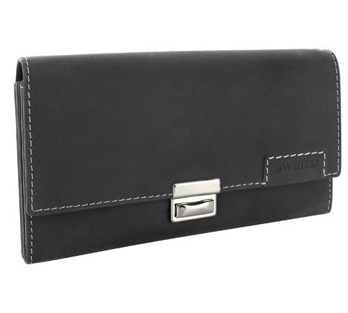 Портмоне WENGER Wildspitz, черный, кожа нубук, 17,5×3×9,5 см