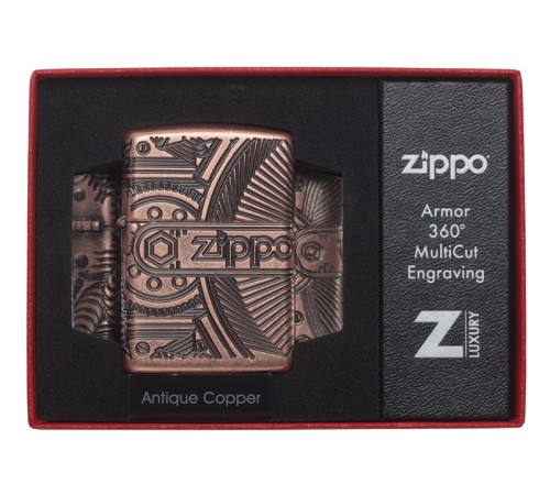 Зажигалка ZIPPO Armor™ с покрытием Antique Copper™, латунь/сталь, медная, матовая, 38x13x57 мм