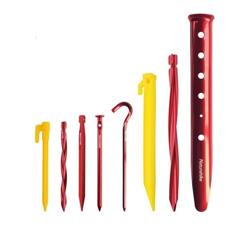 Колышки Naturehike NH17D027-D алюминиевые  для палатки (6 шт.) 17 см, красные, 6927595723371