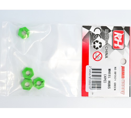 Пластиковые колёсные шестигранники 4 шт для Remo Hobby 1/8, тюнинг, зеленые