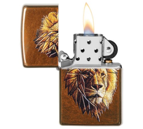 Зажигалка ZIPPO Polygonal Lion с покрытием Toffee™, латунь/сталь, медная, матовая, 36x12x56 мм
