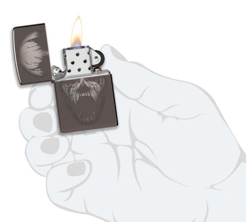 Зажигалка ZIPPO Screaming Monster с покрытием Black Ice®, латунь/сталь, черная, 38x13x57 мм