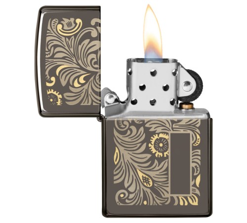 Зажигалка ZIPPO Classic с покрытием Black Ice®, латунь/сталь, чёрная, глянцевая, 36х12х56 мм