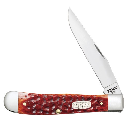 Нож перочинный ZIPPO Chestnut Bone Standard Jigged Trapper, 105 мм, коричневый + ЗАЖИГАЛКА ZIPPO 207