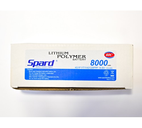 Аккумулятор Li-Po Spard 8000mAh, 14.8V, 50C,  XT60,  Hardcase для автомоделей 1/10, 1/8