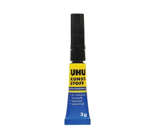 Клей для пластмасс секундный UHU Kunst Stoff, 3 г, блистер