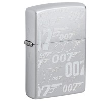 Зажигалка ZIPPO James Bond™ с покрытием Satin Chrome, латунь/сталь, серебристая, 38x13x57 мм