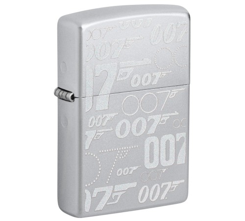 Зажигалка ZIPPO James Bond™ с покрытием Satin Chrome, латунь/сталь, серебристая, 38x13x57 мм