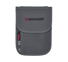 Чехол для документов WENGER на шею с системой защиты данных RFID, серый, полиэстер