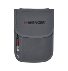 Чехол для документов WENGER на шею с системой защиты данных RFID, серый, полиэстер