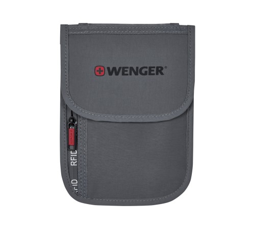 Чехол для документов WENGER на шею с системой защиты данных RFID, серый, полиэстер