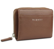 Кошелёк женский BUGATTI Lady Top, на молнии, коньячный, натуральная воловья кожа, 12х2,5х9 см