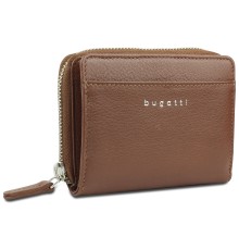 Кошелёк женский BUGATTI Lady Top, на молнии, коньячный, натуральная воловья кожа, 12х2,5х9 см