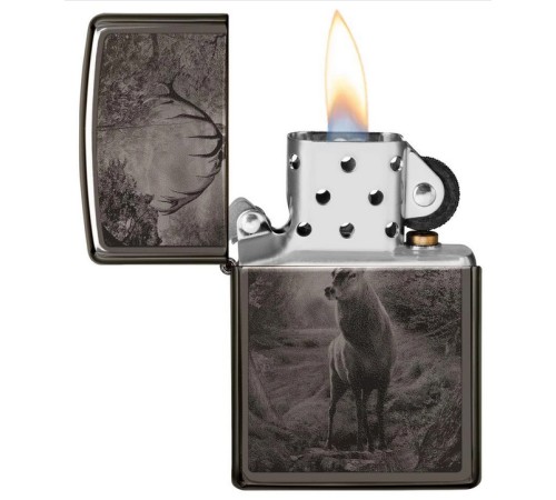 Зажигалка ZIPPO Classic с покрытием Black Ice®, латунь/сталь, чёрная, глянцевая, 38x13x57 мм