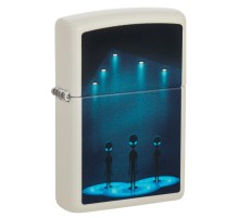 Зажигалка ZIPPO Aliens Design с покрытием Glow In The Dark Green, латунь/сталь, белая, 38x13x57 мм