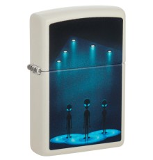 Зажигалка ZIPPO Aliens Design с покрытием Glow In The Dark Green, латунь/сталь, белая, 38x13x57 мм