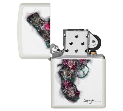 Зажигалка ZIPPO Spazuk с покрытием White Matte, латунь/сталь, белая, матовая, 38x13x57 мм