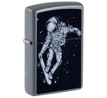 Зажигалка ZIPPO Skateboarding Astronaut с покрытием Flat Grey, латунь/сталь, серая, 38x13x57 мм