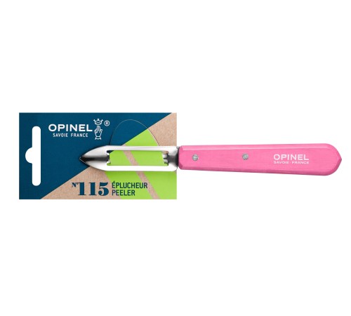 Нож для чистки овощей Opinel №115, деревянная рукоять, блистер, нержавеющая сталь, розовый 002038