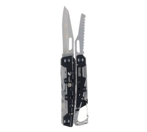 Мультитул Stinger, 105x40 мм, 12 функций, сталь, чёрно-серебристый, в комплекте нейлоновый чехол