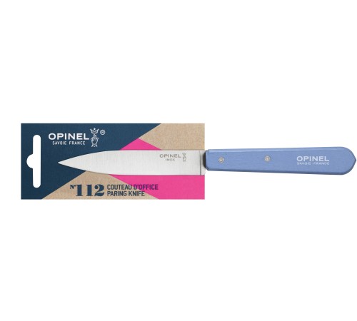 Нож столовый Opinel №112, деревянная рукоять, блистер, нержавеющая сталь, голубой 001917