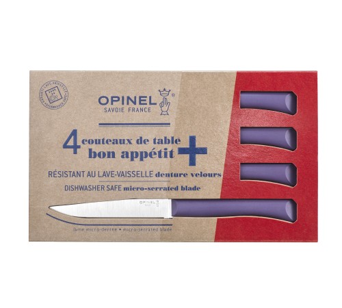 Набор столовых ножей Opinel, полимерная ручка, нерж, сталь, кор. пурпурный. 002199