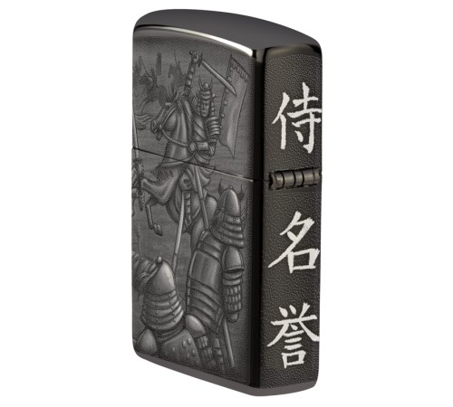 Зажигалка ZIPPO Knight  Fight с покрытием High Polish Black, латунь/сталь, чёрная, 38x13x57 мм