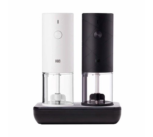 Набор из двух электрических мельниц для специй Huohou White+Black, 19 см