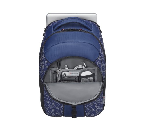 Рюкзак WENGER Sun 16'', синий со светоотражающим принтом, полиэстер, 35x27x47 см, 27 л