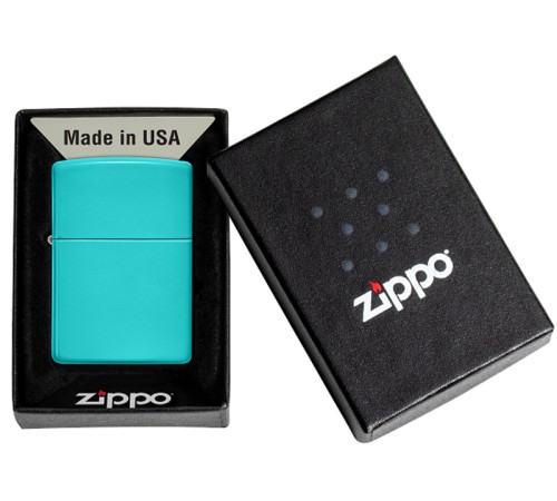 Зажигалка ZIPPO Classic с покрытием Flat Turquoise, латунь/сталь, бирюзовая, матовая, 38x13x57 мм