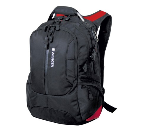 Рюкзак WENGER, 15”, черный/красный, полиэстер 1200D, 36х17х50 см, 30 л