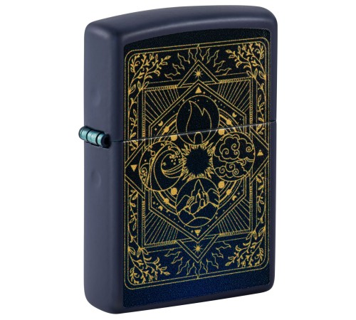 Зажигалка ZIPPO Elements Design с покрытием Navy Matte, латунь/сталь, синяя, матовая, 38x13x57 мм