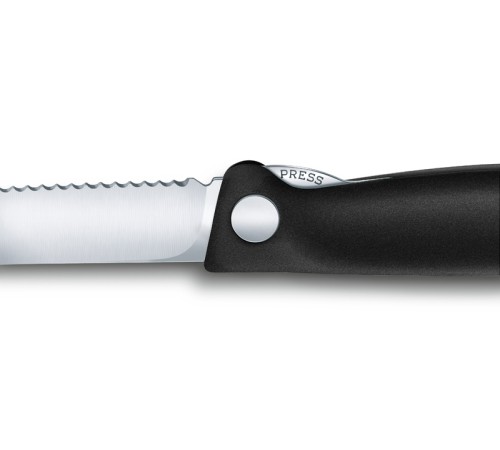 Нож для овощей VICTORINOX SwissClassic, складной, лезвие 11 см с волнистой заточкой, чёрный