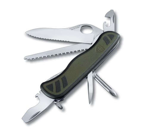 Нож перочинный VICTORINOX Swiss Soldier's Knife 08, 111 мм, 10 функций, зелёный с чёрными вставками