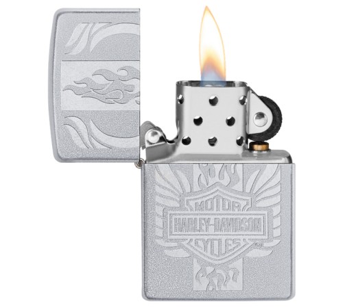 Зажигалка ZIPPO Harley-Davidson® c покрытием Satin Chrome™, латунь/сталь, серебристая, 38x13x57 мм