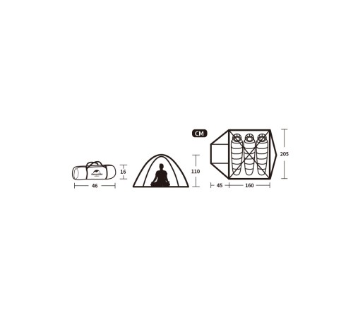 Палатка Naturehike P-Series NH18Z033-P 210T/65D, трехместная, серо-голубая, 6927595783634