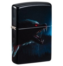 Зажигалка ZIPPO Horror Wolf с покрытием 540 Matte, латунь/сталь, черная, 38x13x57 мм