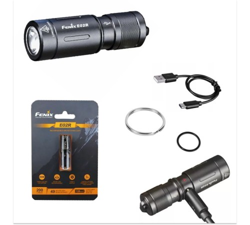 Фонарь Fenix E02R, черный, E02RBK