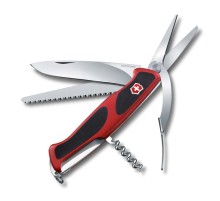 Нож перочинный VICTORINOX RangerGrip 71 Gardener, 130 мм, 7 функций, с фиксатором, красный с чёрным