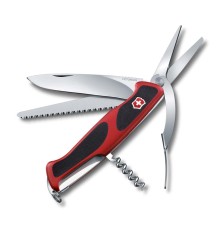 Нож перочинный VICTORINOX RangerGrip 71 Gardener, 130 мм, 7 функций, с фиксатором, красный с чёрным