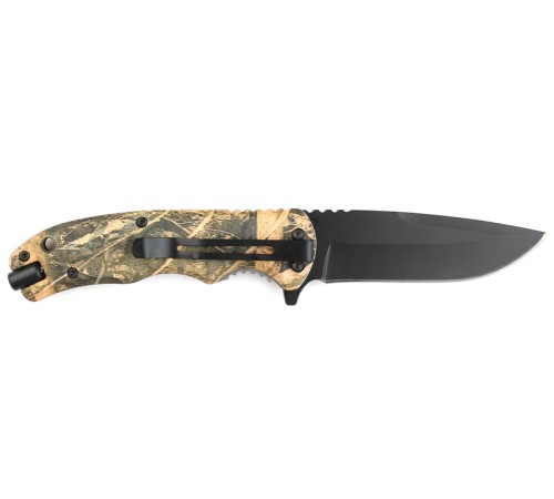 Нож складной Stinger, 92 мм (чёрный), рукоять: пластик (камуфляж), картонная коробка