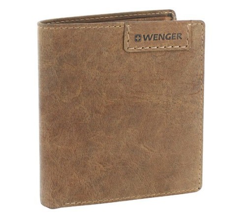 Портмоне WENGER Wildspitz, коричневый, кожа нубук, 9,5×2×10,5 см