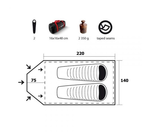 Палатка Trimm X3mm DSL, оранжевый 2+1, 45565