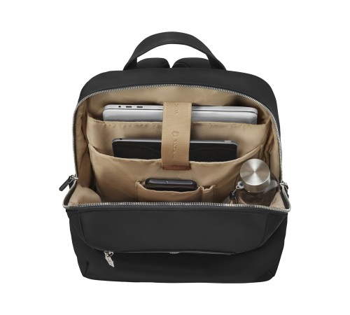 Рюкзак VICTORINOX Victoria Signature Compact Backpack, черный, нейлон/кожа, 30x16x38 см