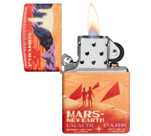 Зажигалка ZIPPO Mars Design с покрытием 540 Matte, латунь/сталь, красная, матовая, 38x13x57 мм