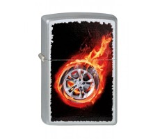 Зажигалка ZIPPO Tire On Fire, с покрытием Satin Chrome™, латунь/сталь, серебристая, 38x13x57 мм