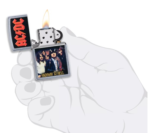 Зажигалка ZIPPO AC/DC® с покрытием Street Chrome™, латунь/сталь, серебристая, матовая, 38x13x57 мм